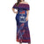 Custom Samoa 1962 Independence Day Custom Off Shoulder Maxi Dress Manuia le Aso Tuto'atasi Ula Nifo Blue Art