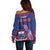 Custom Samoa 1962 Independence Day Custom Off Shoulder Sweater Manuia le Aso Tuto'atasi Ula Nifo Blue Art