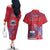 Custom Samoa 1962 Independence Day Custom Couples Matching Off The Shoulder Long Sleeve Dress and Hawaiian Shirt Manuia le Aso Tuto'atasi Ula Nifo Red Art