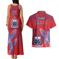 Custom Samoa 1962 Independence Day Custom Couples Matching Tank Maxi Dress and Hawaiian Shirt Manuia le Aso Tuto'atasi Ula Nifo Red Art