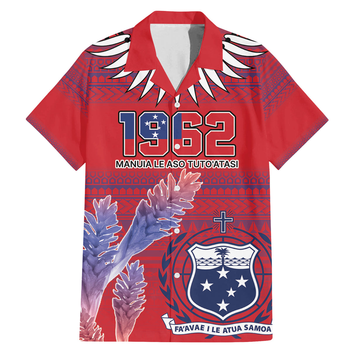 Custom Samoa 1962 Independence Day Custom Family Matching Mermaid Dress and Hawaiian Shirt Manuia le Aso Tuto'atasi Ula Nifo Red Art