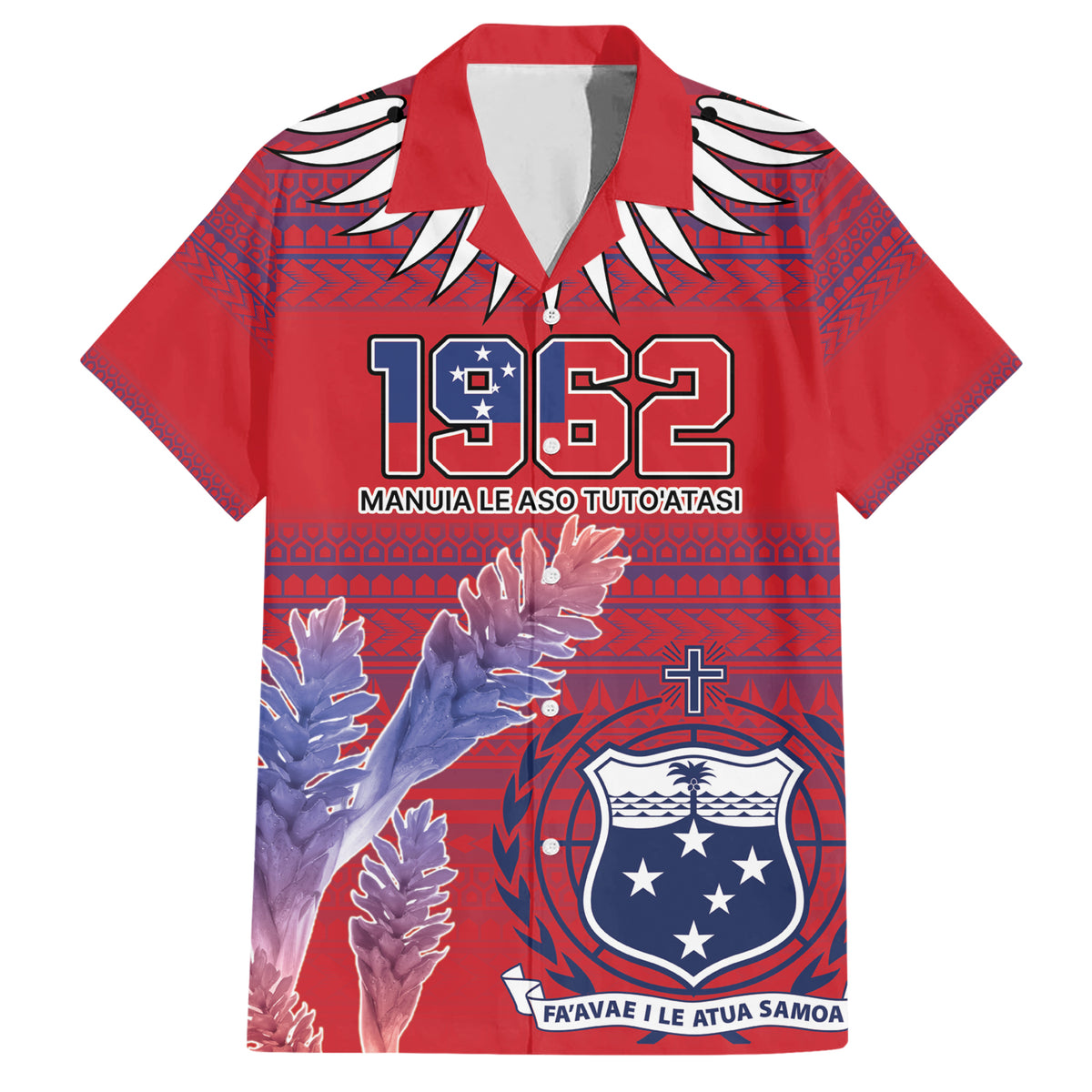 Custom Samoa 1962 Independence Day Custom Family Matching Short Sleeve Bodycon Dress and Hawaiian Shirt Manuia le Aso Tuto'atasi Ula Nifo Red Art
