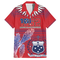 Custom Samoa 1962 Independence Day Custom Family Matching Short Sleeve Bodycon Dress and Hawaiian Shirt Manuia le Aso Tuto'atasi Ula Nifo Red Art