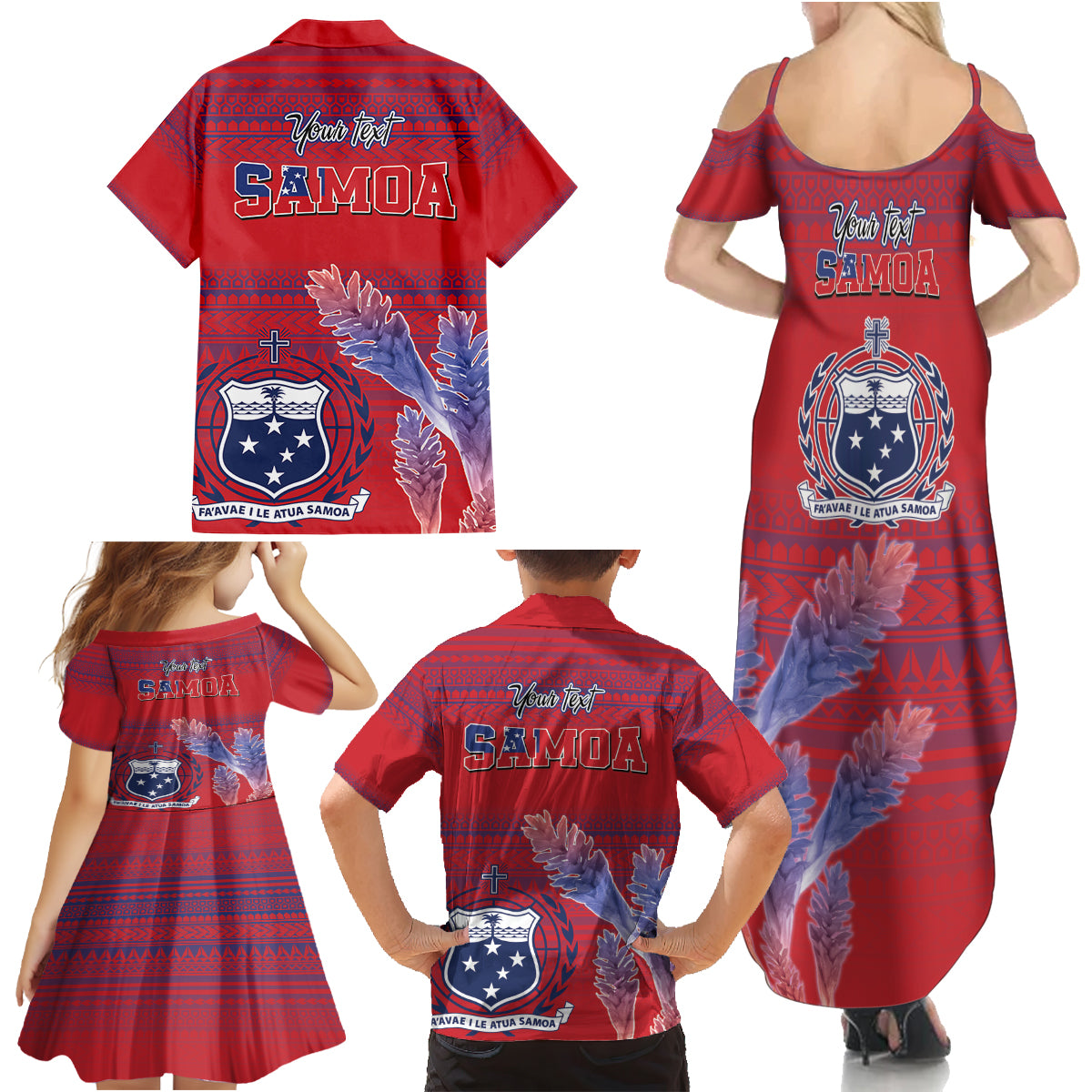 Custom Samoa 1962 Independence Day Custom Family Matching Summer Maxi Dress and Hawaiian Shirt Manuia le Aso Tuto'atasi Ula Nifo Red Art