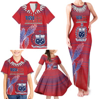 Custom Samoa 1962 Independence Day Custom Family Matching Tank Maxi Dress and Hawaiian Shirt Manuia le Aso Tuto'atasi Ula Nifo Red Art