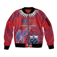 Custom Samoa 1962 Independence Day Custom Sleeve Zip Bomber Jacket Manuia le Aso Tuto'atasi Ula Nifo Red Art