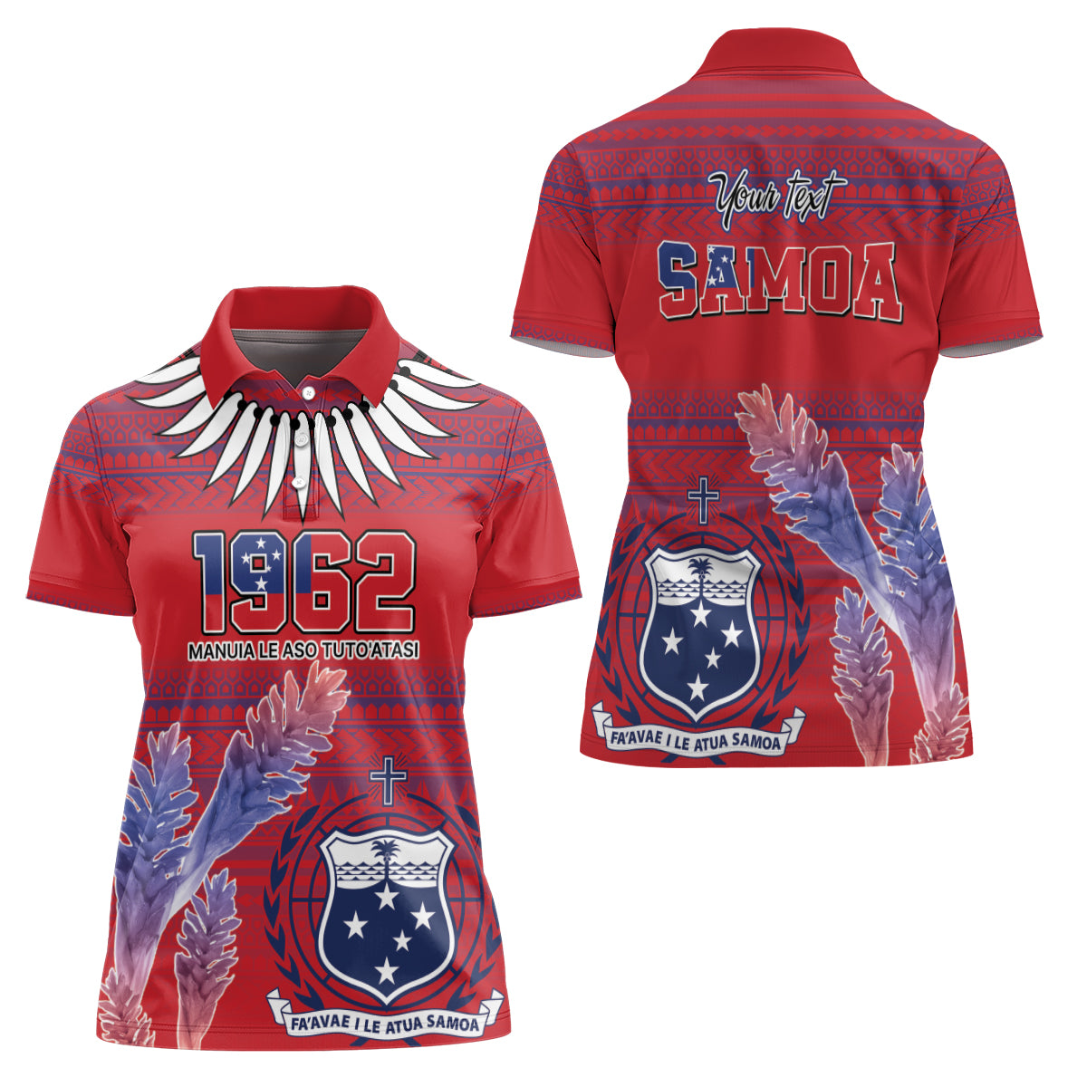 Custom Samoa 1962 Independence Day Custom Women Polo Shirt Manuia le Aso Tuto'atasi Ula Nifo Red Art