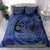 Custom Samoa 62nd Manuia le Aso Tuto'atasi Bedding Set Samoan Tatau Blue Art