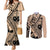 Custom Samoa Manuia le 62 Tausaga O le Tuto’atasi Couples Matching Mermaid Dress and Long Sleeve Button Shirt Samoan Tatau Beige Art