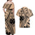 Custom Samoa Manuia le 62 Tausaga O le Tuto’atasi Couples Matching Off Shoulder Maxi Dress and Hawaiian Shirt Samoan Tatau Beige Art