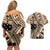 Custom Samoa Manuia le 62 Tausaga O le Tuto’atasi Couples Matching Off Shoulder Short Dress and Hawaiian Shirt Samoan Tatau Beige Art