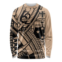 Custom Samoa Manuia le 62 Tausaga O le Tutoatasi Long Sleeve Shirt Samoan Tatau Beige Art LT9 Unisex Beige - Polynesian Pride