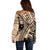 Custom Samoa Manuia le 62 Tausaga O le Tuto’atasi Off Shoulder Sweater Samoan Tatau Beige Art