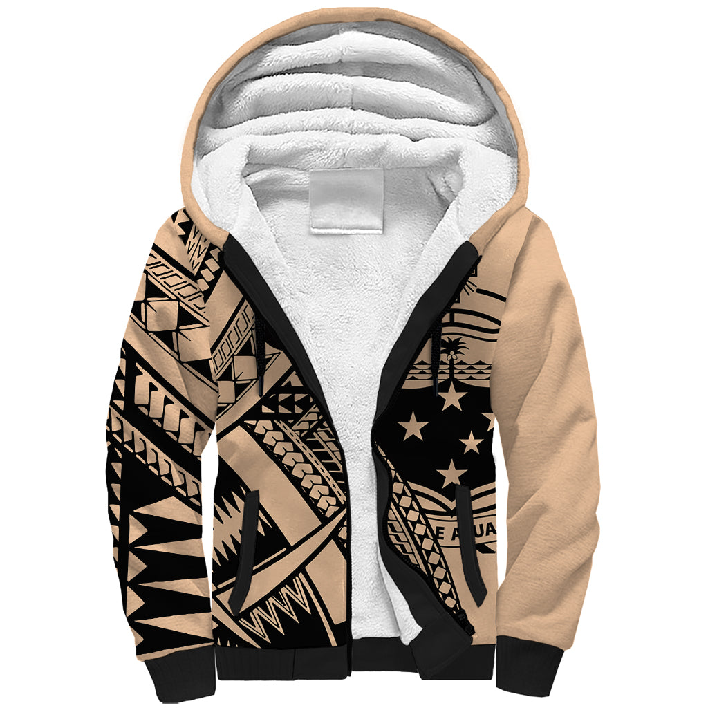 Custom Samoa Manuia le 62 Tausaga O le Tuto’atasi Sherpa Hoodie Samoan Tatau Beige Art