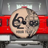 Custom Samoa Manuia le 62 Tausaga O le Tuto’atasi Spare Tire Cover Samoan Tatau Beige Art