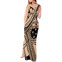 Custom Samoa Manuia le 62 Tausaga O le Tuto’atasi Tank Maxi Dress Samoan Tatau Beige Art