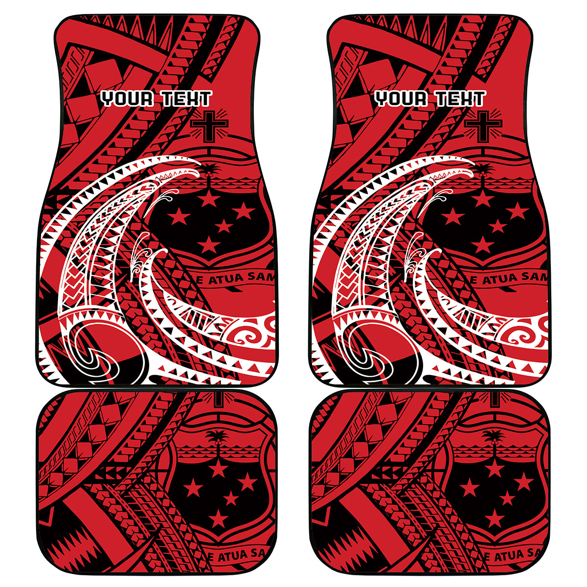 Custom Samoa Manuia le 62 Tausaga O le Tuto’atasi Car Mats Samoan Tatau Red Art