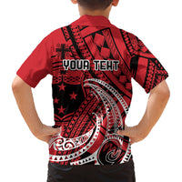 Custom Samoa Manuia le 62 Tausaga O le Tuto’atasi Family Matching Off Shoulder Short Dress and Hawaiian Shirt Samoan Tatau Red Art