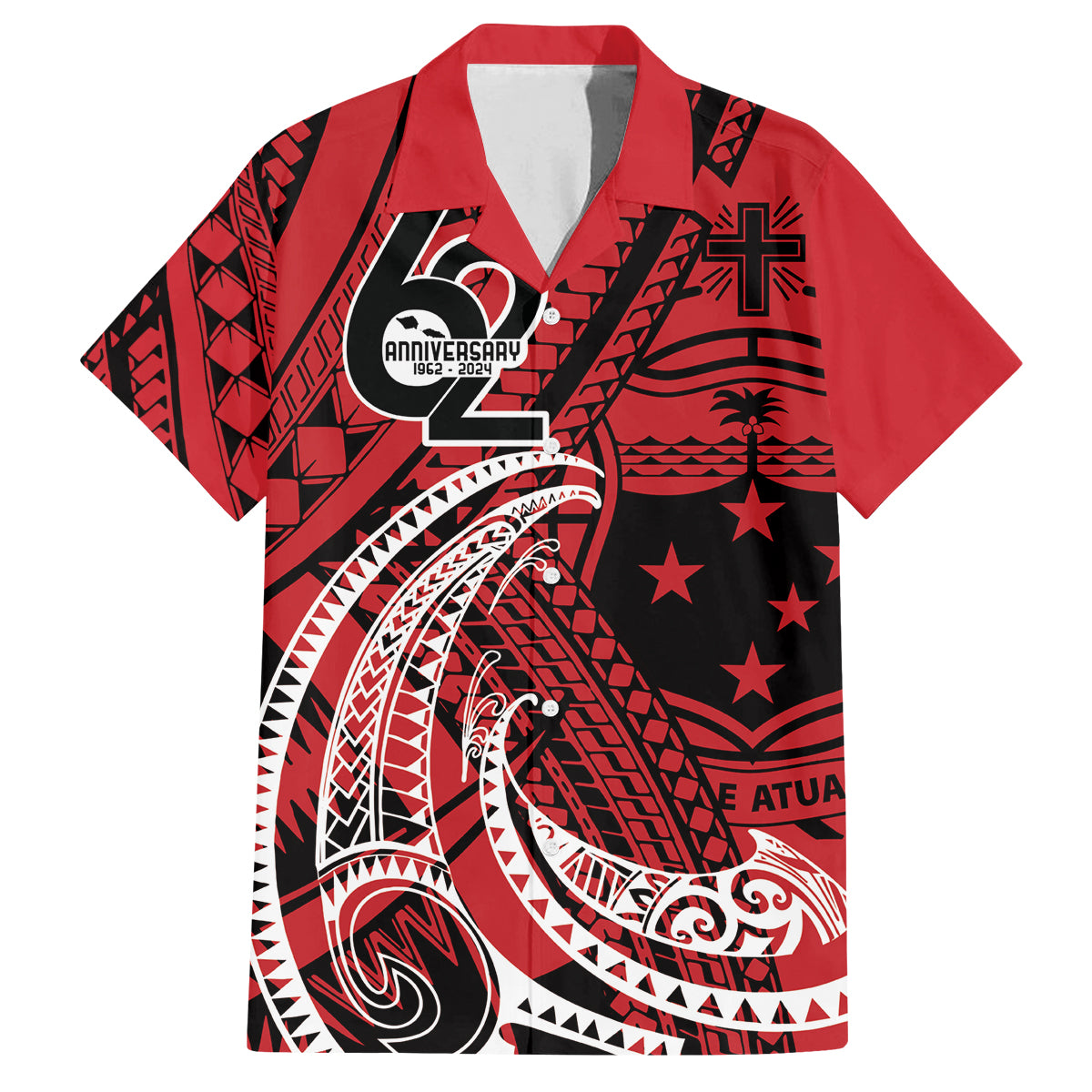 Custom Samoa Manuia le 62 Tausaga O le Tuto’atasi Family Matching Tank Maxi Dress and Hawaiian Shirt Samoan Tatau Red Art