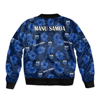 Manu Samoa Rugby Sleeve Zip Bomber Jacket Polynesian Style With Hibiscus LT9 - Polynesian Pride