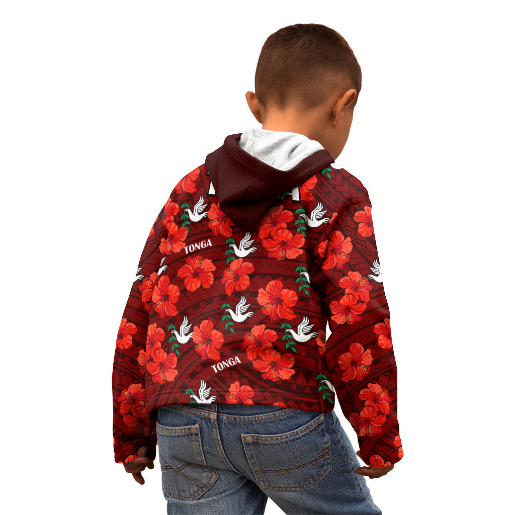 Tonga Rugby Kid Hoodie Polynesian Style With Hibiscus LT9 - Polynesian Pride