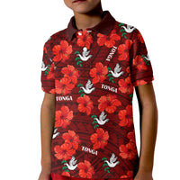 Tonga Rugby Kid Polo Shirt Polynesian Style With Hibiscus LT9 Kid Red - Polynesian Pride