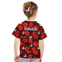 Tonga Rugby Kid T Shirt Polynesian Style With Hibiscus LT9 - Polynesian Pride