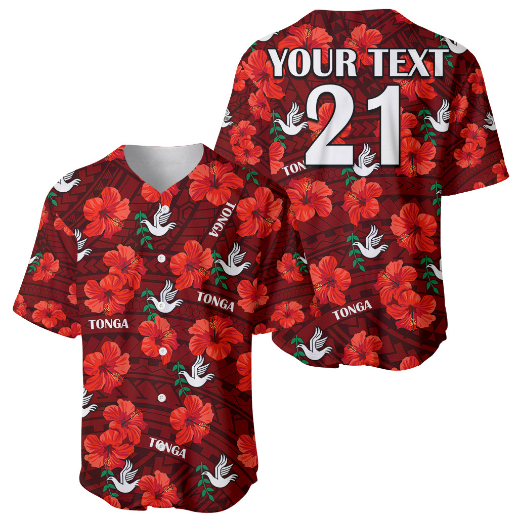 (Custom Text And Number) Tonga Rugby Baseball Jersey Polynesian Style With Hibiscus LT9 - Polynesian Pride