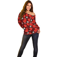 (Custom Text And Number) Tonga Rugby Off Shoulder Sweater Polynesian Style With Hibiscus LT9 - Polynesian Pride