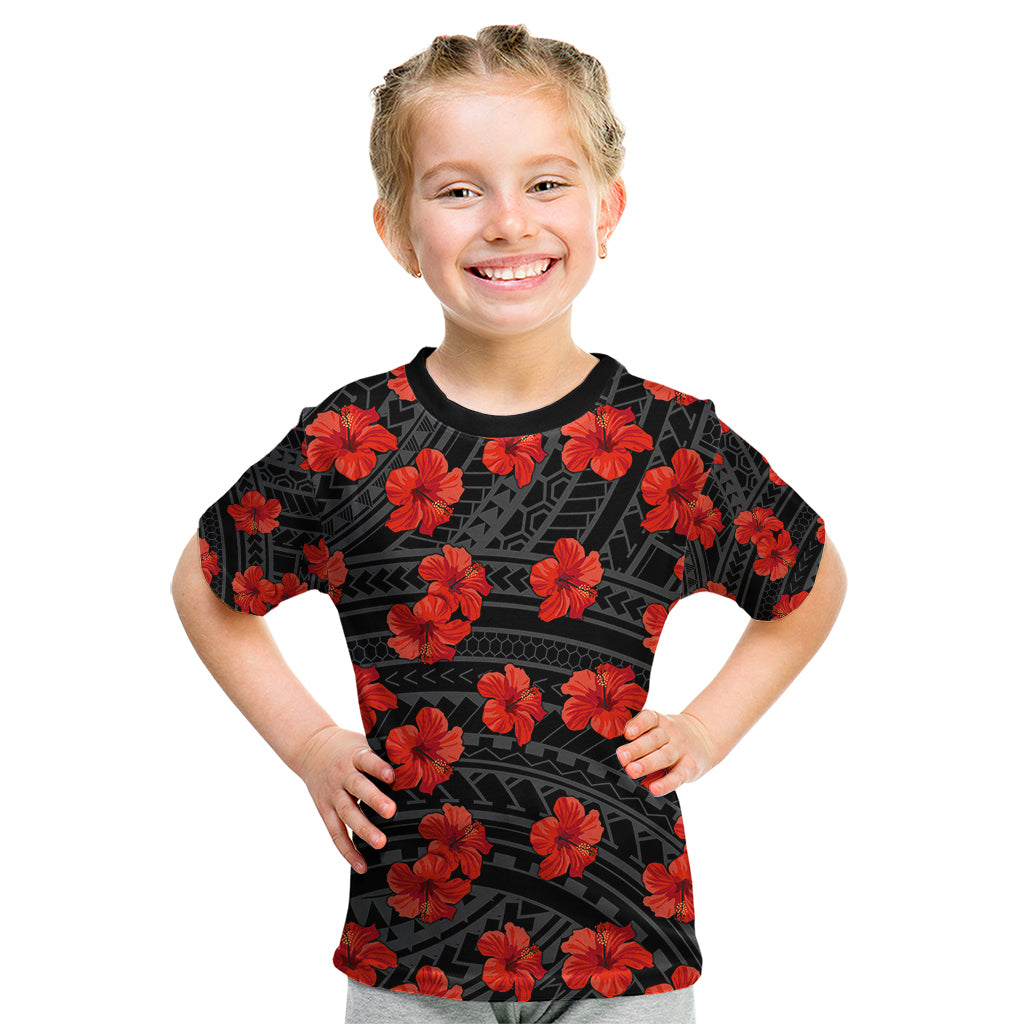 Polynesian Pride Hawaii Style With Hibiscus Kid T Shirt Black LT9 Black - Polynesian Pride