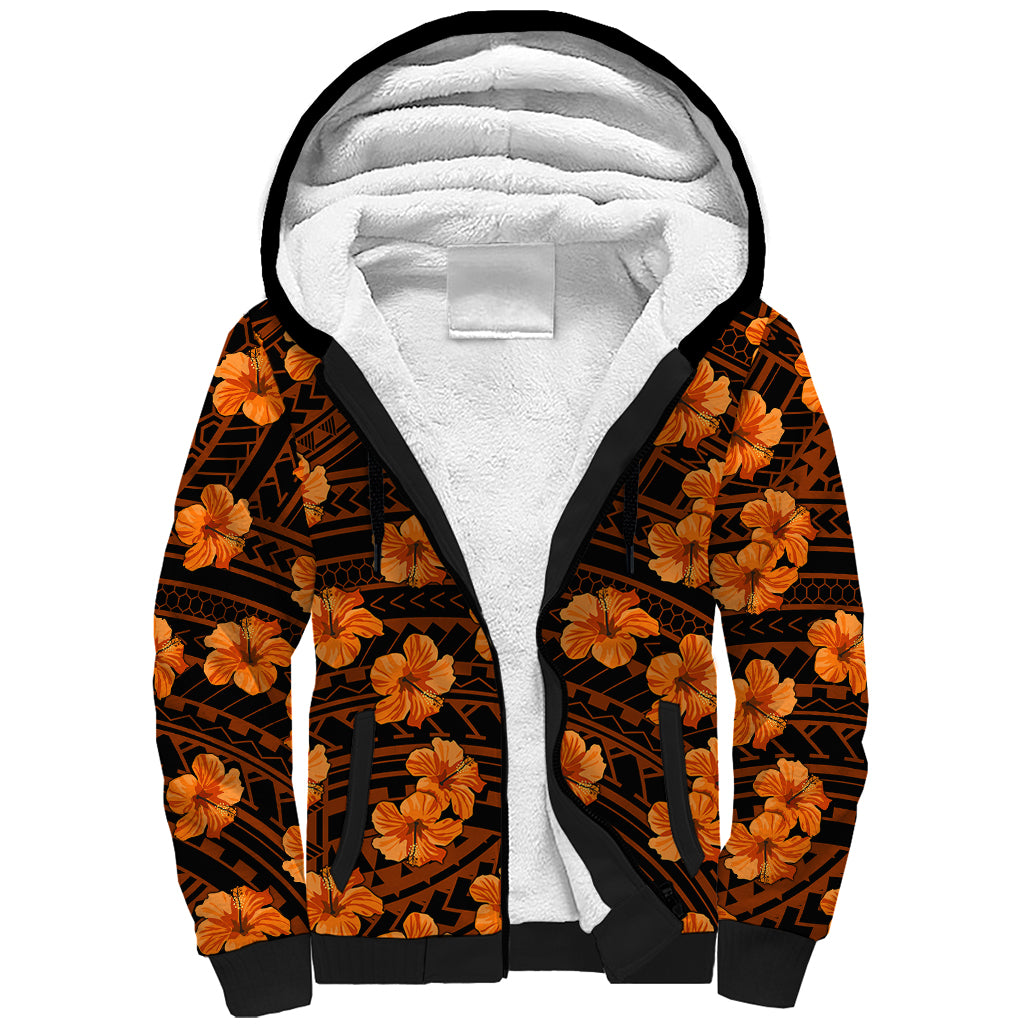 Polynesian Pride Hawaii Style With Hibiscus Sherpa Hoodie Gold LT9 Unisex Gold - Polynesian Pride