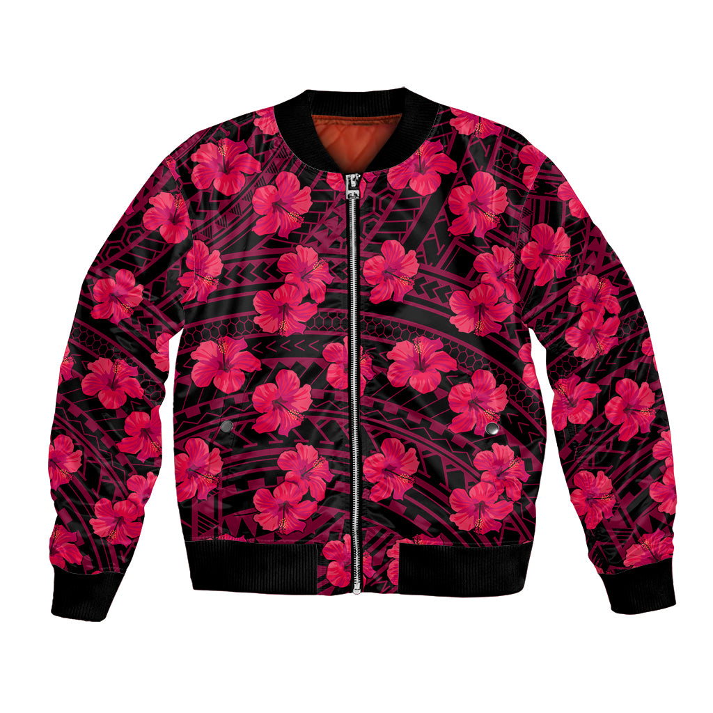 Polynesian Pride Hawaii Style With Hibiscus Bomber Jacket Pink LT9 Unisex Pink - Polynesian Pride