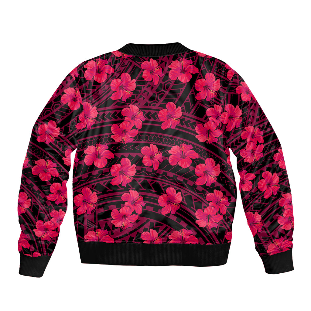 Polynesian Pride Hawaii Style With Hibiscus Bomber Jacket Pink LT9 - Polynesian Pride