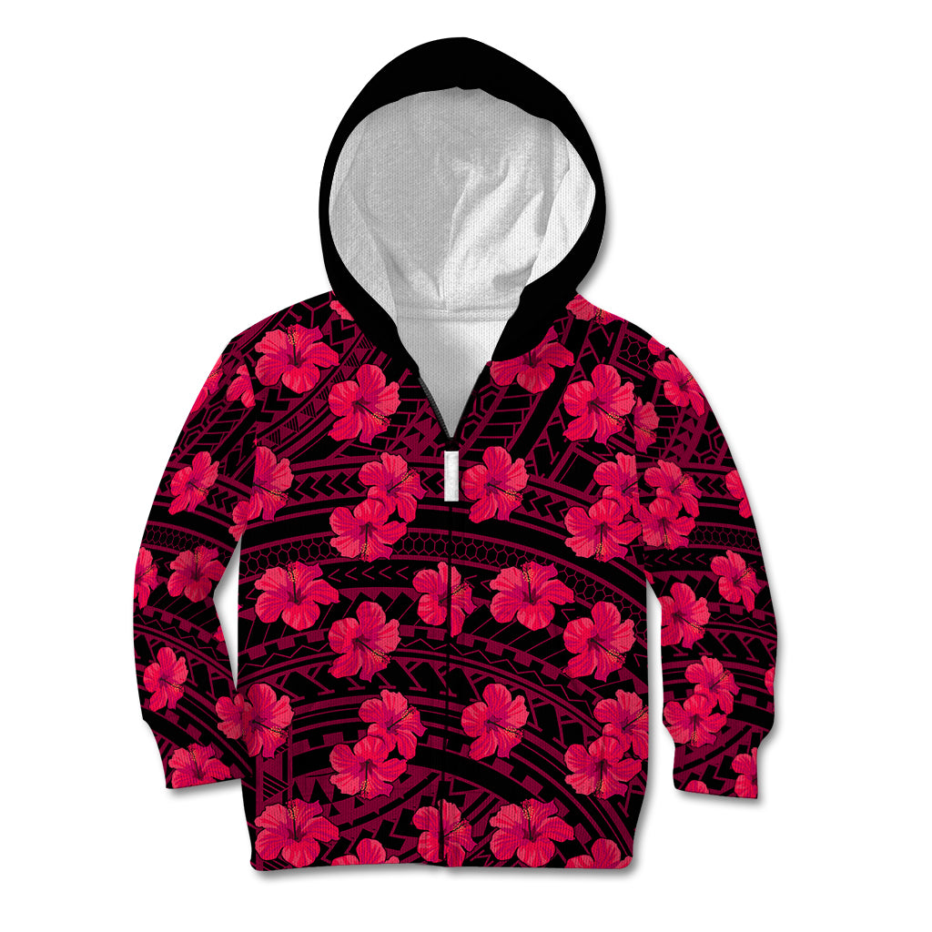Polynesian Pride Hawaii Style With Hibiscus Kid Hoodie Pink LT9 Zip Hoodie Pink - Polynesian Pride