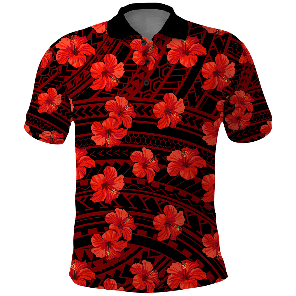 Polynesian Pride Hawaii Style With Hibiscus Polo Shirt Red LT9 Red - Polynesian Pride