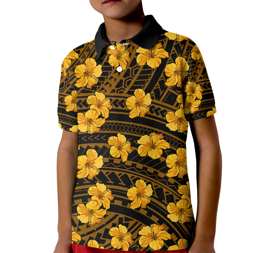 Polynesian Pride Hawaii Style With Hibiscus Kid Polo Shirt Yellow LT9 Kid Yellow - Polynesian Pride