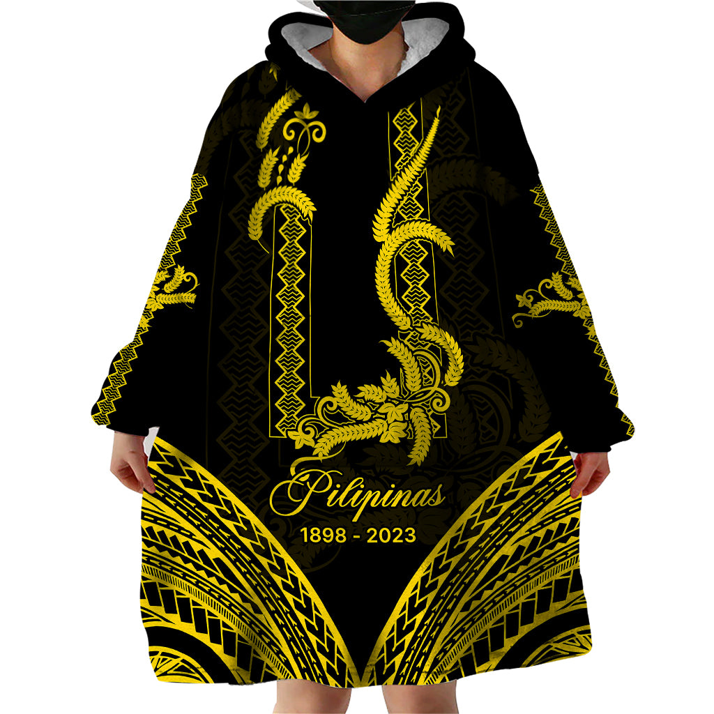 Philippines Independence Day Wearable Blanket Hoodie Pechera With Side Barong Patterns LT9 - Polynesian Pride