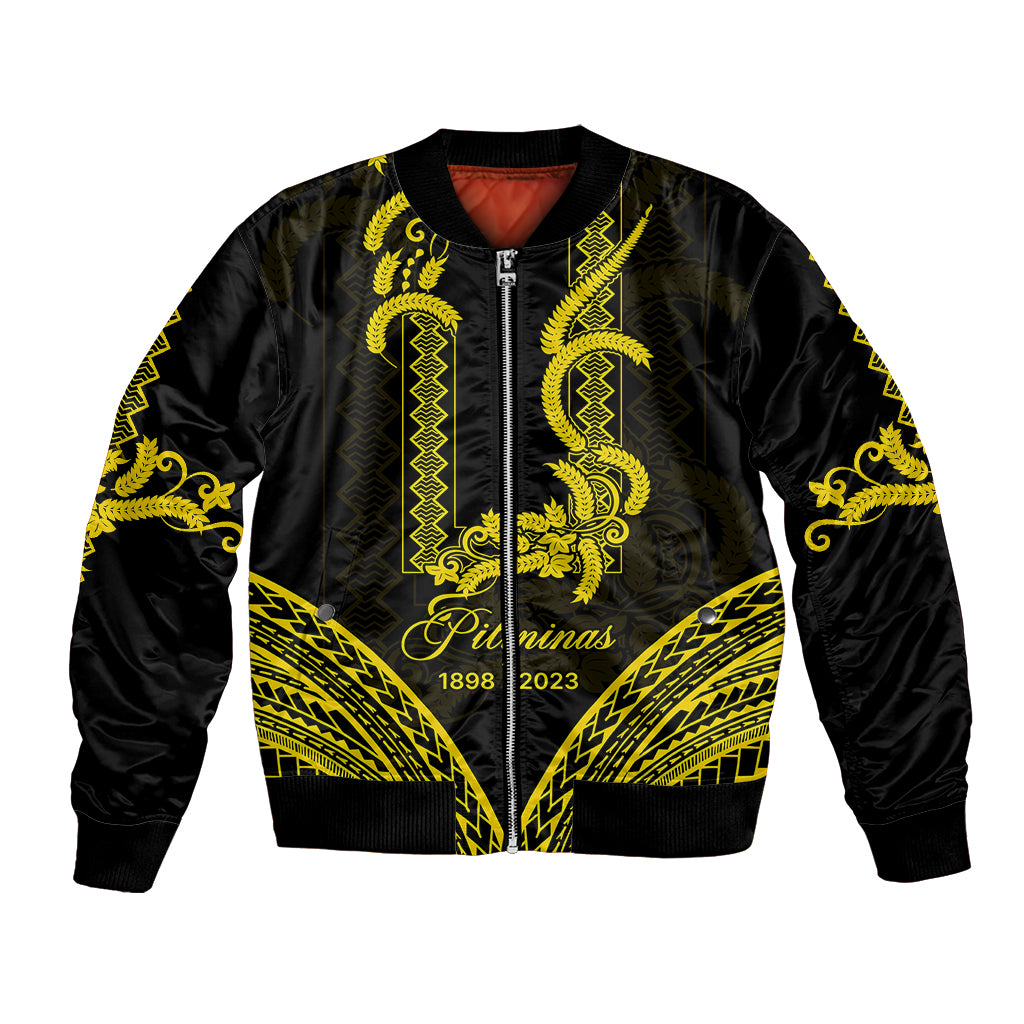 Personalised Philippines Independence Day Bomber Jacket Pechera With Side Barong Patterns LT9 Unisex Black - Polynesian Pride