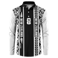Custom New Zealand Football White Fern Supporter Button Sweatshirt LT9 Black - Polynesian Pride
