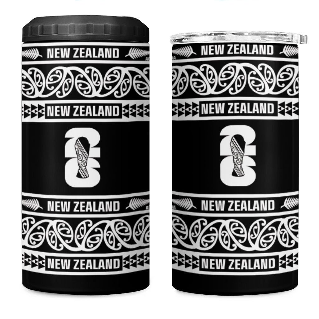 New Zealand Football White Fern Supporter 4 in 1 Can Cooler Tumbler LT9 One Size: 16 oz Black - Polynesian Pride
