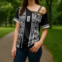 Custom New Zealand Football White Fern Supporter Cross Shoulder Shirt LT9 - Polynesian Pride