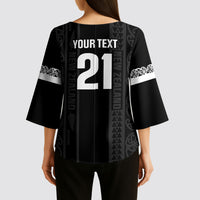 Custom New Zealand Football White Fern Supporter Kimono Sleeve Blouse LT9 - Polynesian Pride