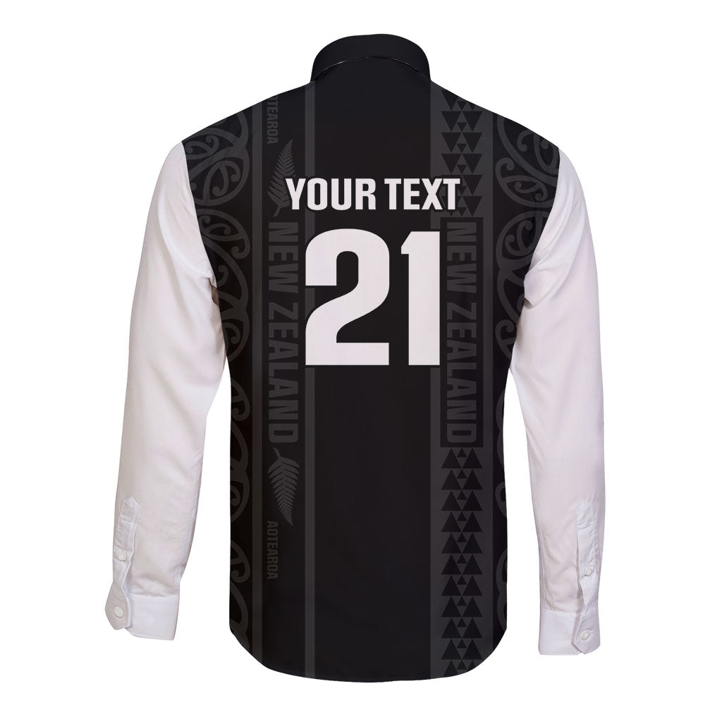 Custom New Zealand Football White Fern Supporter Long Sleeve Button Shirt LT9 - Polynesian Pride