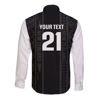Custom New Zealand Football White Fern Supporter Long Sleeve Button Shirt LT9 - Polynesian Pride