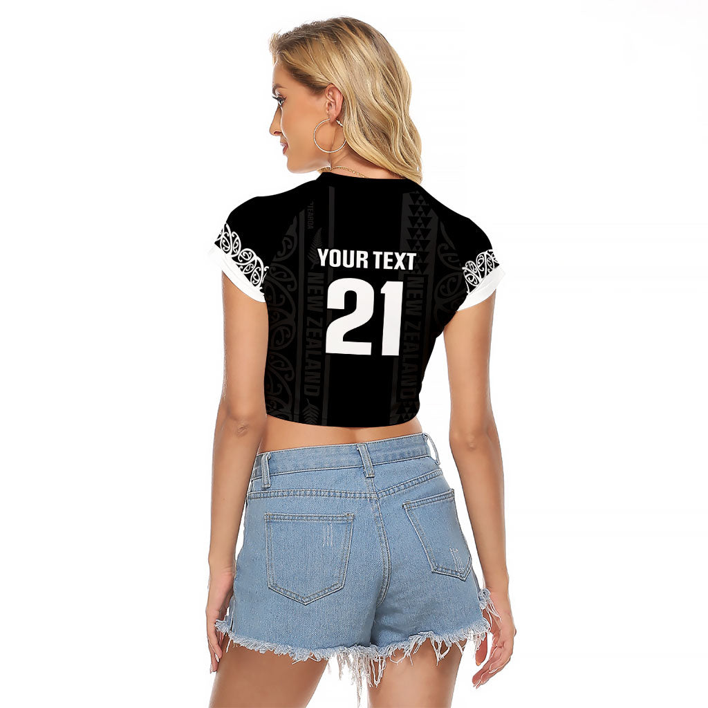 Custom New Zealand Football White Fern Supporter Raglan Cropped T Shirt LT9 - Polynesian Pride