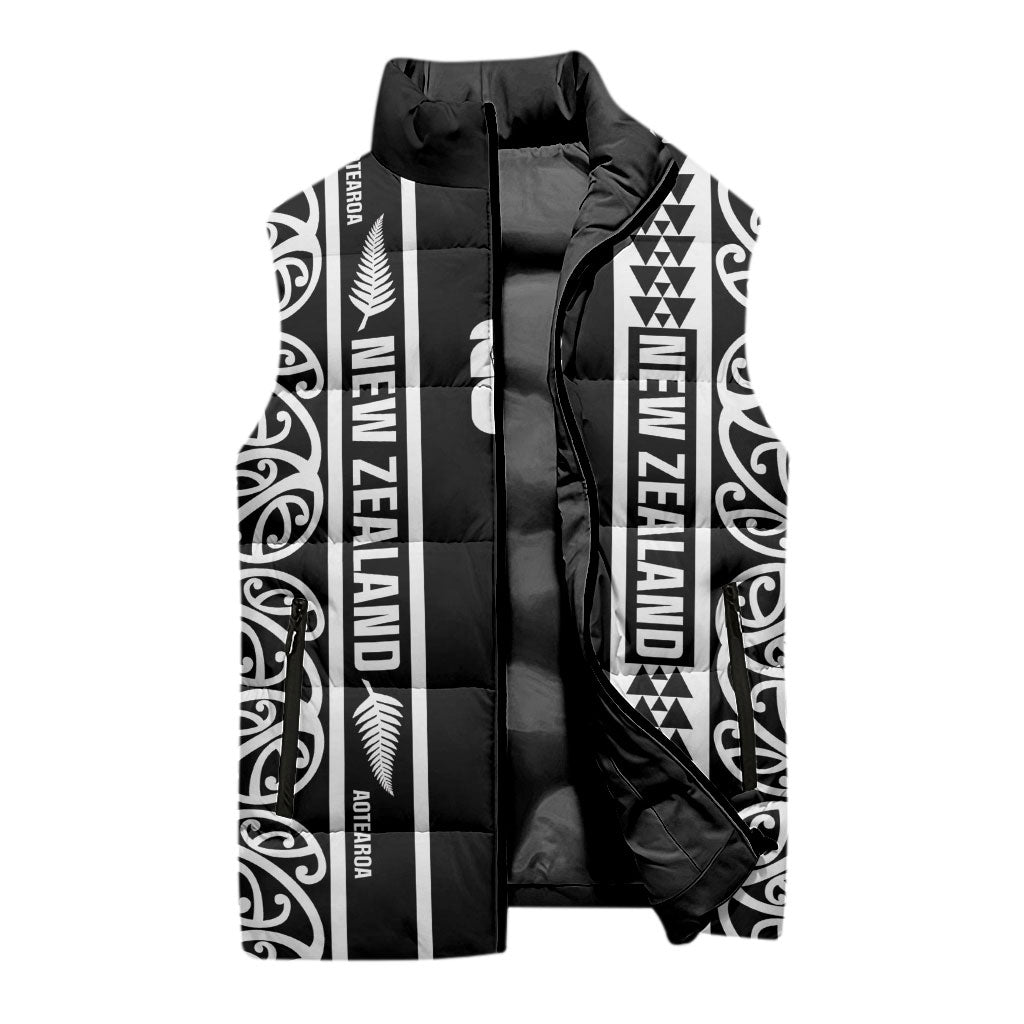 Custom New Zealand Football White Fern Supporter Sleeveless Puffer Jacket