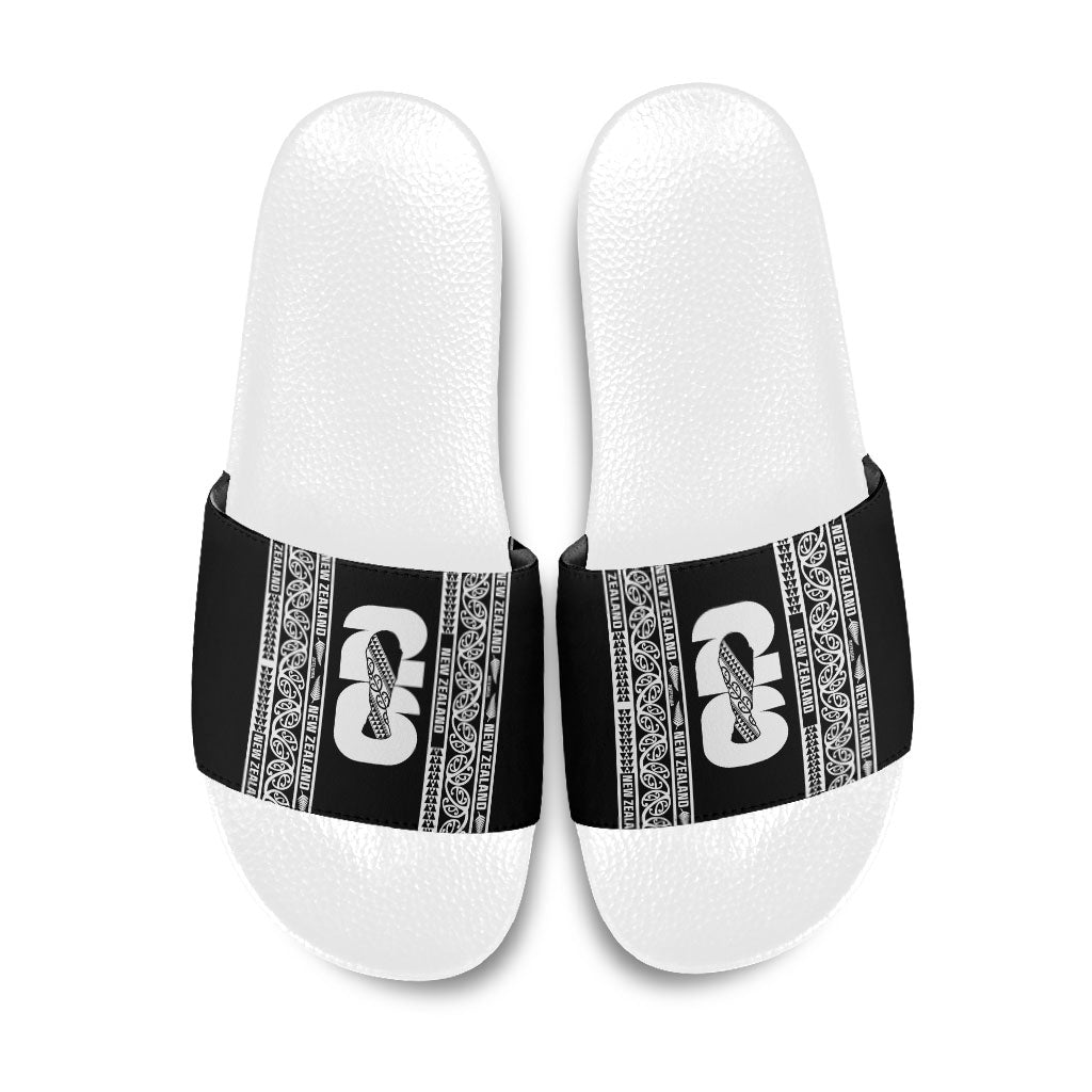 New Zealand Football White Fern Supporter Slide Sandals LT9 Black - Polynesian Pride
