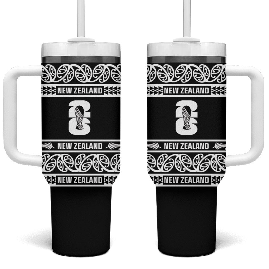 New Zealand Football White Fern Supporter Tumbler With Handle LT9 One Size: 40 oz Black - Polynesian Pride