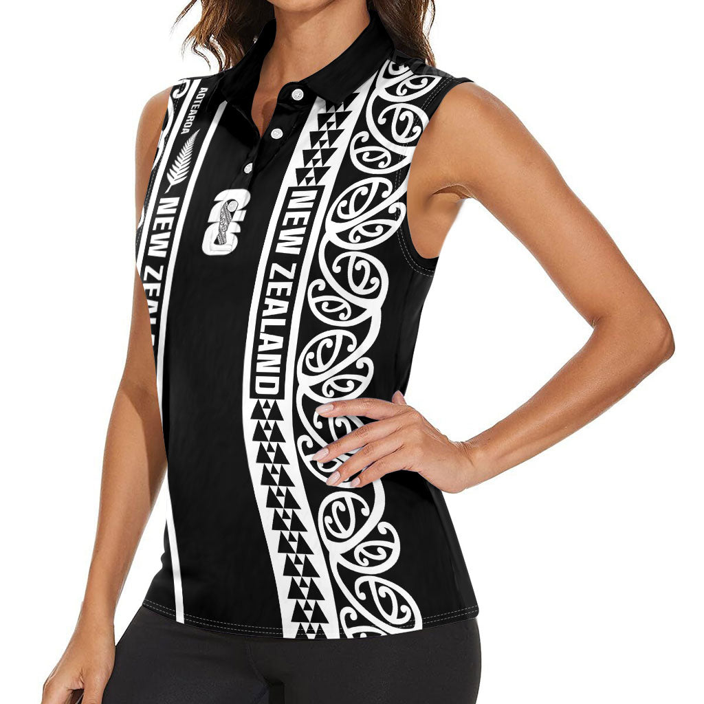 Custom New Zealand Football White Fern Supporter Women Sleeveless Polo Shirt LT9 - Polynesian Pride