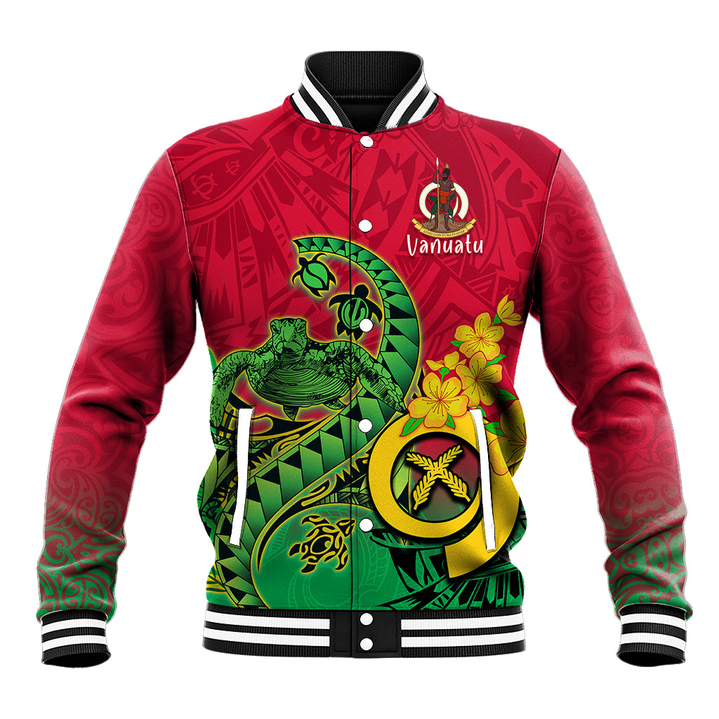 Vanuatu Islands Baseball Jacket Polynesian Tattoo and Sea Turtle LT9 Unisex Green - Polynesian Pride